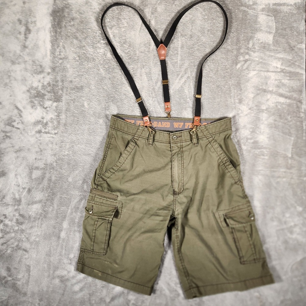 WearFirst Cargo Shorts Mens 36 Excellent Suspenders Free-Band Stretch Utility